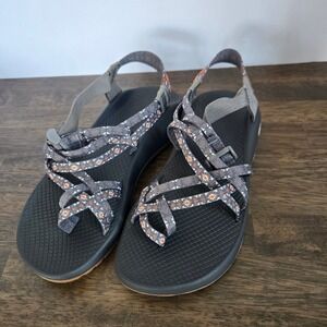 Chaco Z/Cloud X2 Womens 9 Gray Orange Strappy Toe Loop Trail Hiking Sandals